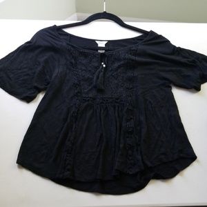 FOREVER 21 Black Flowy Shirt